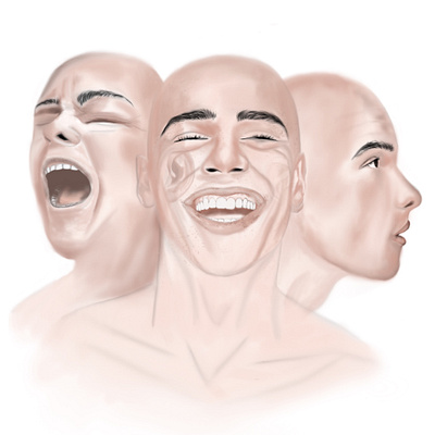 Skitzo emotions faces illustration man procreate