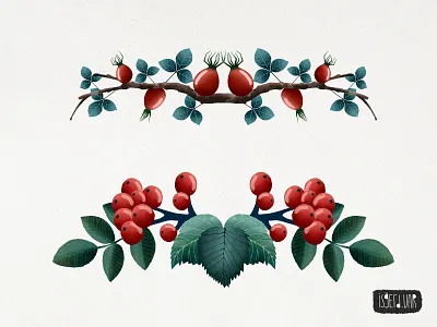 Branches i berries and leaves art artwork berries berry design digital digital art floral design illustration leaves leaves logo nature nature art nature design nature illustration rose rose hip stickers vector