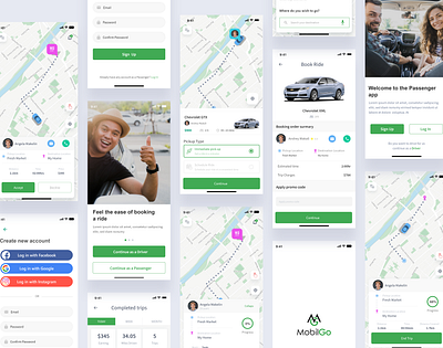 Mobile go ride sharing taxi app taxi booking app ui