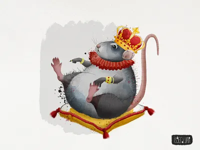 Fat Rat on pillow animal animal art animal illustration animal illustrations animal logo animals art artwork cute design digital illustration king pet rat royal royals sticker