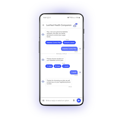 Health Virtual Assistant adobe xd app branding chatbot design diabetes health app healthcare ux