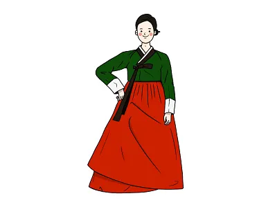 A woman wearing a hanbok character design drawing girl illust illustration korea korean old traditional woman