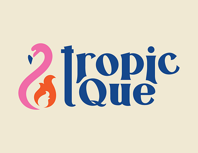 Tropic Que Logo barbeque bbq blue branding branding design caribbean flame flamingo graphic design logo logo design orange pink restaurant restaurant branding restaurant logo tropical