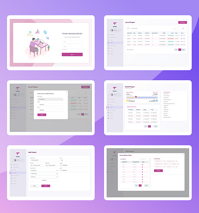 Te-Man design management app ui web design