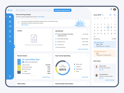 Redesign of the health platform "MyChart" powered by UCSF Health app banner calendar calendar ui chart dailyui dashboard data visualization dataviz design doctor health healthcare icons light menu menubar ui ux web