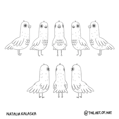 Character poses for animation 2d bird birds cartoon cartoon character cartoon illustration character characterdesign cute illustration illustrator pigeon procreate