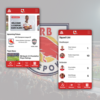 Mobile App UI Concept for Football Club app art branding design illustration minimal ui ux
