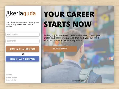 UI Design for Job Seeker Website Landing Page design illustration landingpage minimal ui ux web