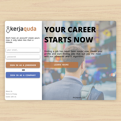 UI Design for Job Seeker Website Landing Page design illustration landingpage minimal ui ux web
