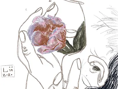 дівчина_тульпан art autumn illustration девушка мінімалізм тульпан