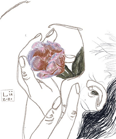 дівчина_тульпан art autumn illustration девушка мінімалізм тульпан