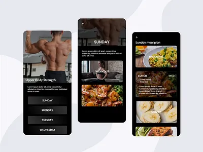 Daily fitness and meal prep app app design flat icon illustrator minimal typography ui ux vector