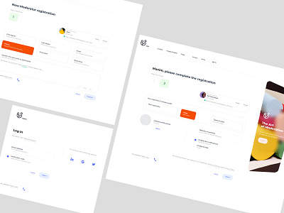 New admin registration in two steps and login UI. Light backgrou admin admin registration logomark moderator registration form registration page user registration web