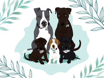 Family Portrait design dog dog illustration family family portrait illustration puppies puppy wacom intuos