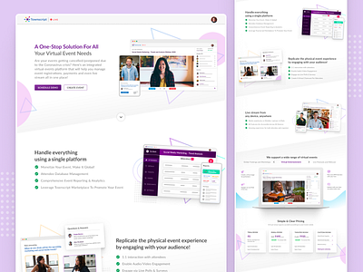 Townscript Live - Virtual Events Platform - Landing Page Design colors dribbble events figma landing landing page landing page design landing page ui live product design townscript typography ui web web design webdesign