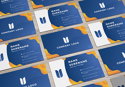 Modern & Trendy Business Name Card | Blue & Orange blue branding business business card design businesscard card design graphicdesign identity logo modern name card name card design orange professional stationary stationary design templates trendy