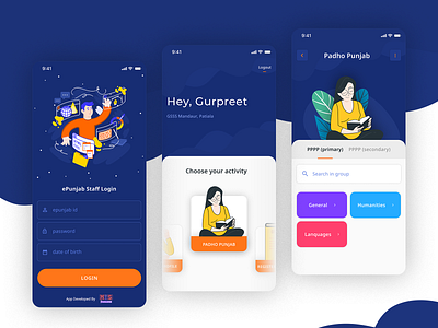 School Staff App app ui best education illustration india minimal mobile mobile app design modern product school ui uiux