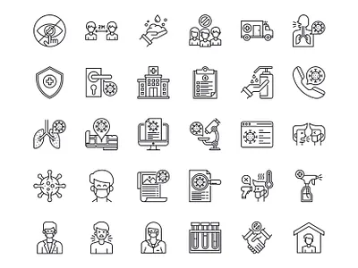 Virus Transmission Icons Set collection corona covid 19 covid 19 icon icon a day icon set icons illustration line outline pixel perfect user interface virus