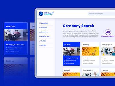 Company Search Portal Interface 2020 branding business company dash dashboard design digital employees interface logotype marketing modern portal search trendy ui website design