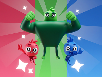 RGB Team b3d blender cartoon character characters cute hero illustration rgb team