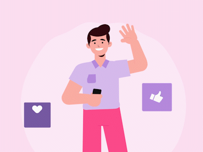 Social Media Man 2d animation 2danimation 3d animation after affects after effects animation aftereffects animation cartoon illustration motion animation motiongraphics vector