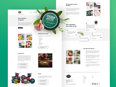 Epicurean Butter Culinary Services butter clean culinary design desktop food green hero leaf leaves ui ux webdesign website