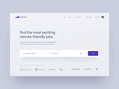 himalayas.app — meganav concept 🏔 brand identity clean clean ui dropdown menu figma job board job listing mega menu meganav menu minimal minimalism nav navigation navigation bar navigation menu simple typography web design webflow