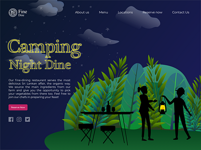 Fine Dine - Camping Night Dine Website Design camping dine illustration landing page reservation restaurant restourant sri lanka srilanka user experience design user inteface user interface design userinterface ux design uxd uxdesign web design webdesign