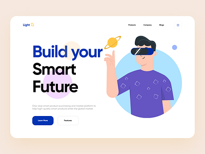 Smart Home Landing ar clean dribbble flat design illustration interface ios minimal modern smart home technology typography ui vr web web design website