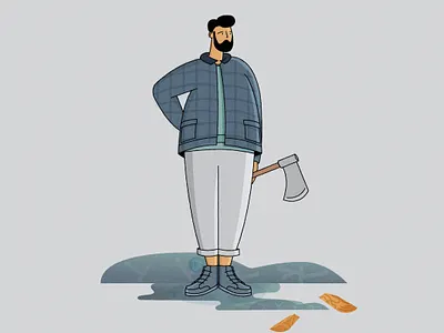 Lumberjack 2d 2d character 2danimation axe character gif illustration illustrator lumberjack man style trees vector