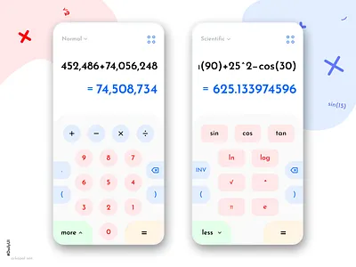 Calculator App - DailyUI 004 android app calculator calculator app calculator ui clean colorful dailyui dailyui 004 dailyuichallenge design figma ios scientific ui