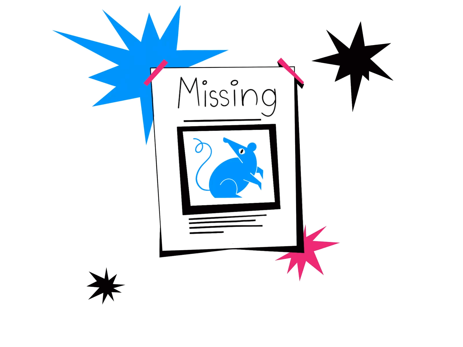 Missing mouse animal art animation color composition digital gif graphic illustration missing mouse paper pet poster procreate raster stars