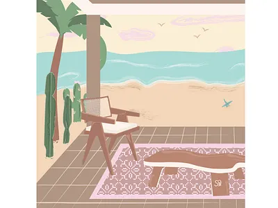 Beach Vibe beach calming chair digital illustration flat design flat illustration flatdesign furniture illustration summer vector design
