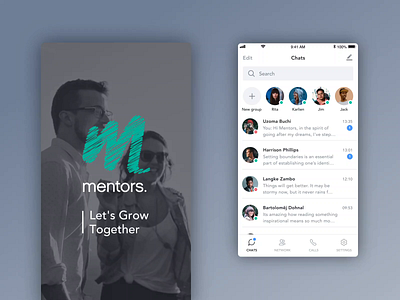 Mentoring communications app chat app communications entrepreneur group chat members mentoring messanger mobileapp network uxui whatsapp