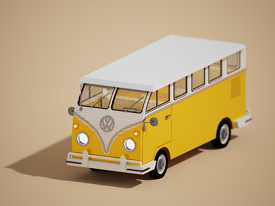 Volkswagen Bus 3d 3d art 3d modeling bus digital isometric magicavoxel minimal volkswagen volkswagen bus voxel voxel art voxelart yellow