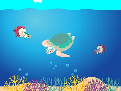 Underwater world fish plants turtle underwater