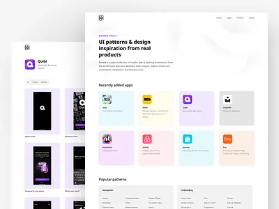 Design Vault clean desktop interface landing minimal product design resource tool ui uiux ux web website