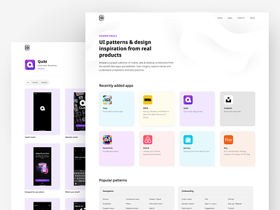 Design Vault clean desktop interface landing minimal product design resource tool ui uiux ux web website