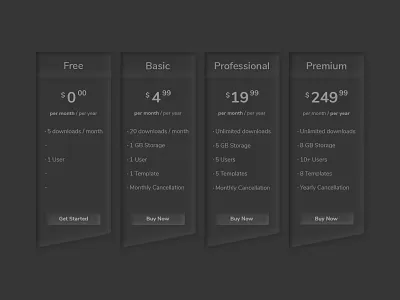 Pricing Tables fundesign neumorphism photoshop pricing pricing page pricing table soft ui ui uiux usability ux website design