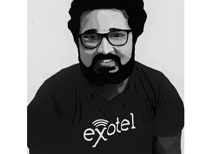 Digital hand drawing portrait sketch sketchbook vector