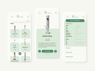 Bong Shop (shopping app) accessories app bong bong shop cannabis concept mint green neomorphism shopping app uiux