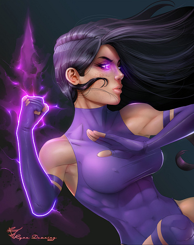 Psylock comics concept art design digital painting illustration marvel marvelcomics superhero superheros woman xmen