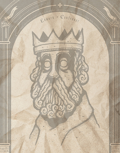 Dead Kings: Edward the Confessor british cathedral england game ghost gothic history illustration king kingdom kings medieval poster print souvenir statue thrones travel