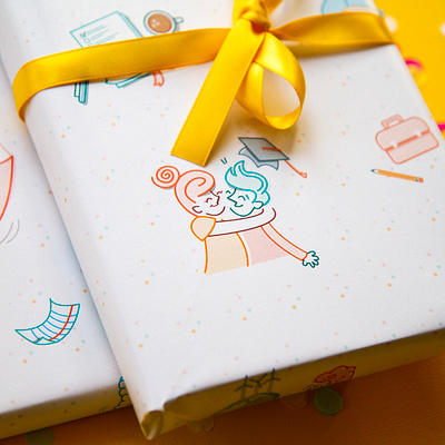 Gift Wrapping Paper character character illustrations characters colorful dutch gift wrapping paper