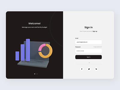 ⚡Budget Manager | Sign In 3d form sign in sign up ui ux web welcome