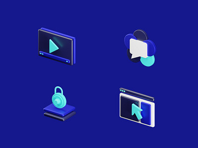 3D icons for video conferencing 3d blender icons