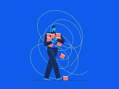 Feeling unappreciated and discouraged abstract boxes business character crisis discouraged man minimalist product vector walking