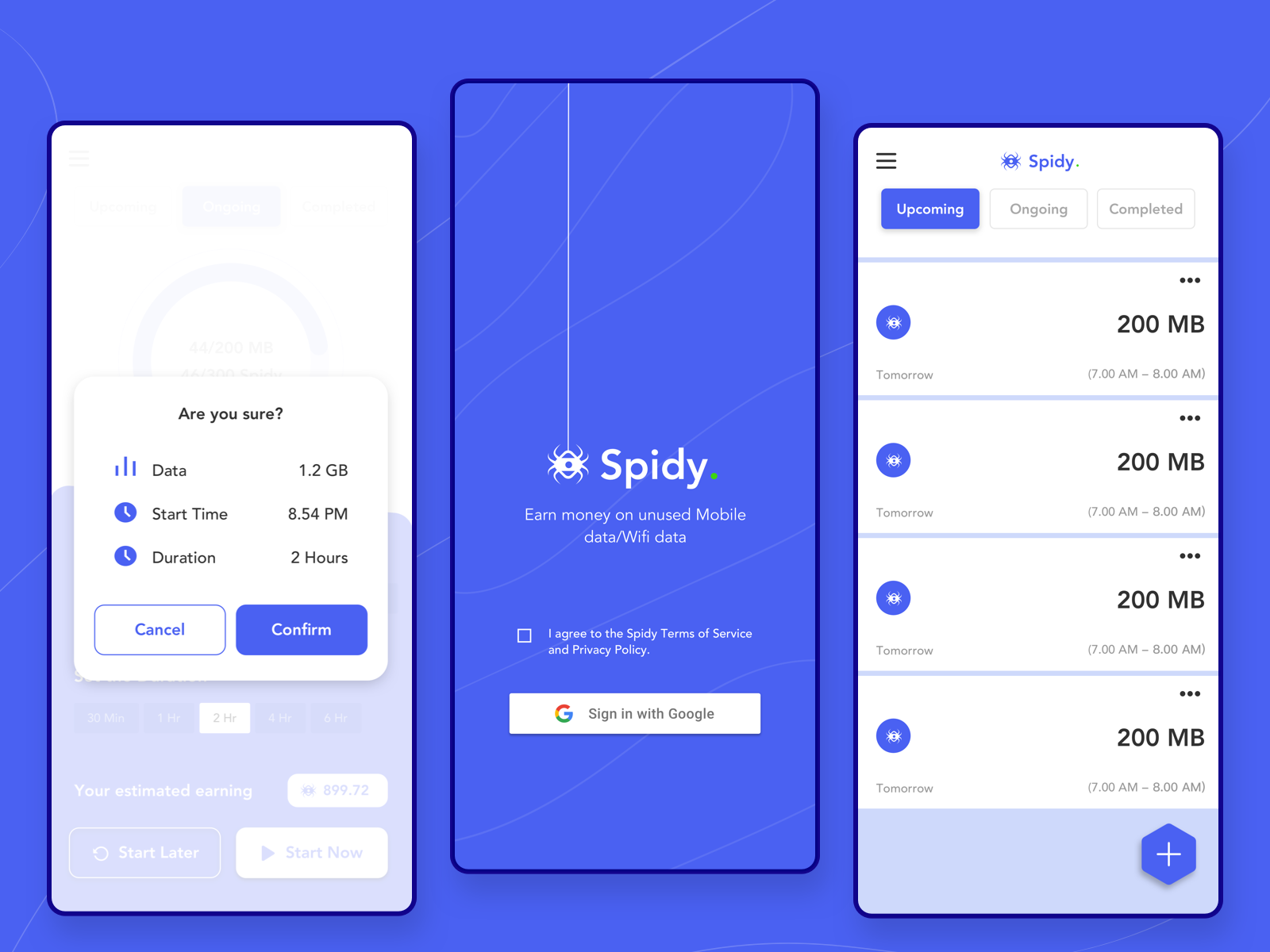 Example of Data crawler app UI concept