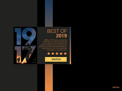 DailyUI #063 Best of 2019 063 1917 best of 2019 button clean clean ui cta dailyui dailyui 063 design film gradients jrdickie minimal movie sketch ui uidesign user interface website