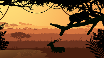 Jungle shade antelope cartoon deers design graphic graphicdesign illustration jungles logo shade shadow sunset tiger trendy vector